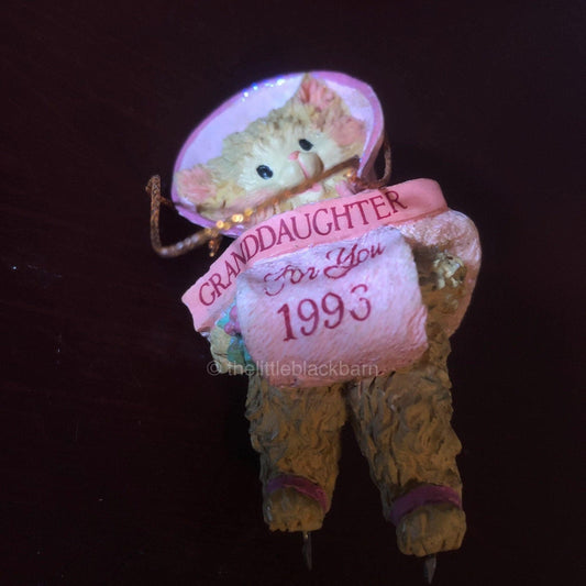 Grandmother For You 1993, Cat in a Pink Bonnet on Ice Skates Ornament