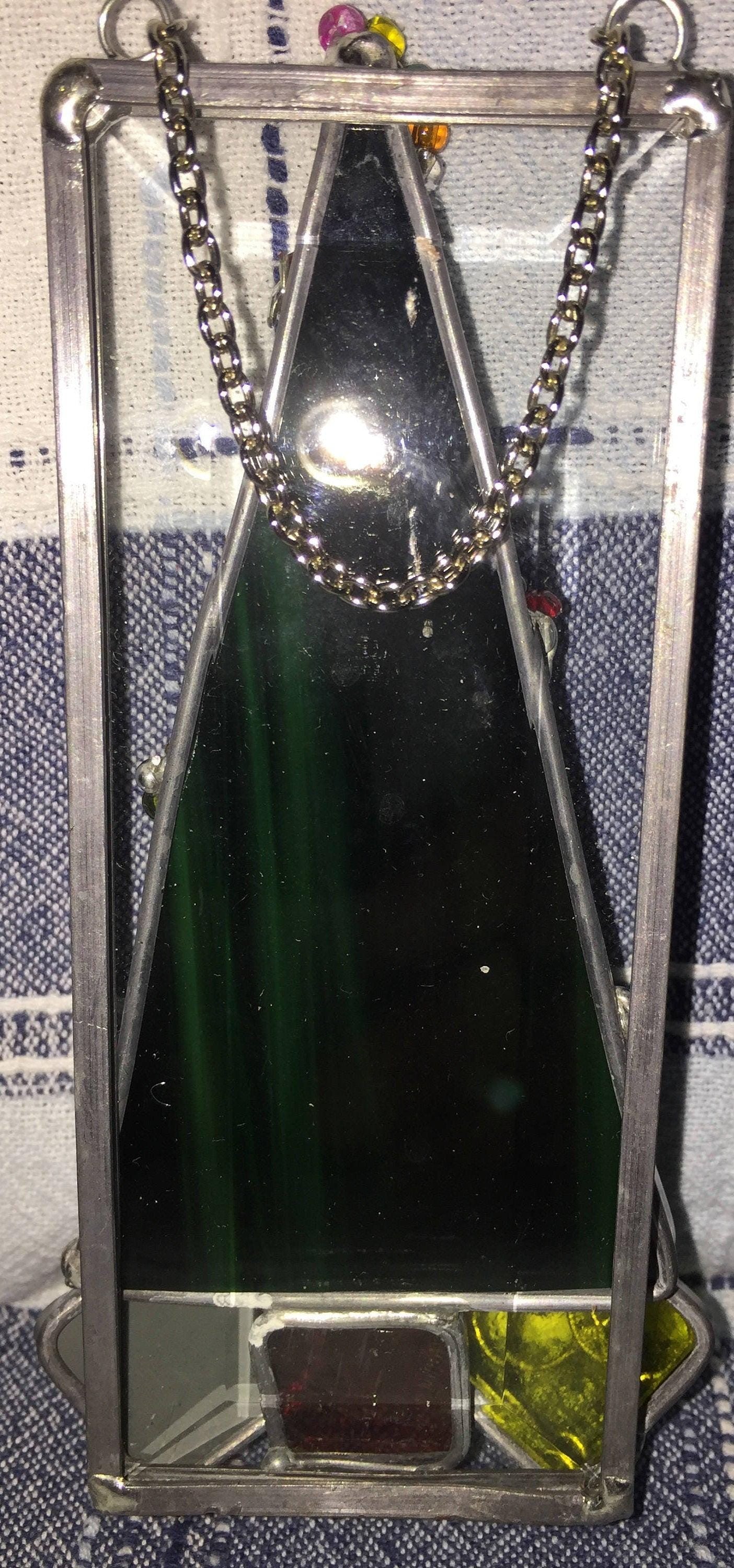 Stained Glass Christmas Tree Nice Heavy Ornament*