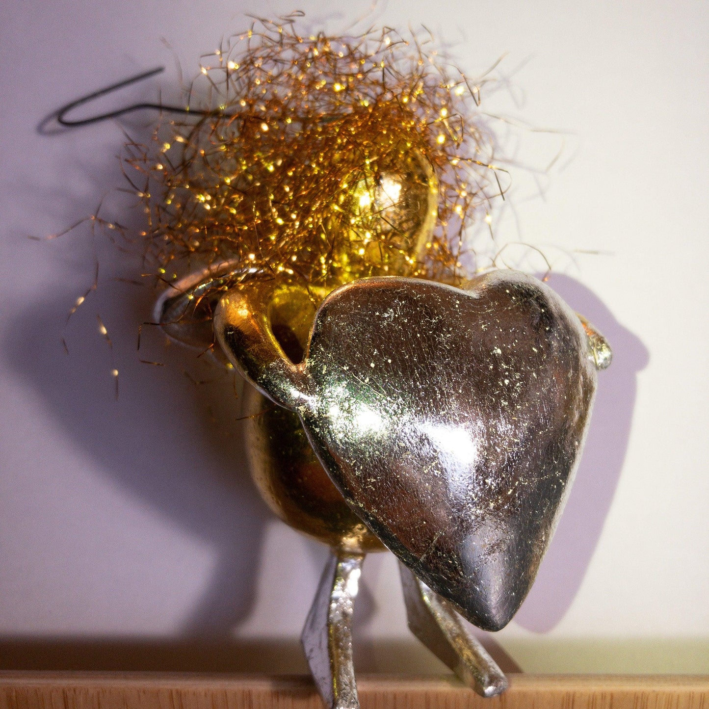 Whimsical Curly Hair Strand, Gold and Silver Tone, Set of 7, Ornaments