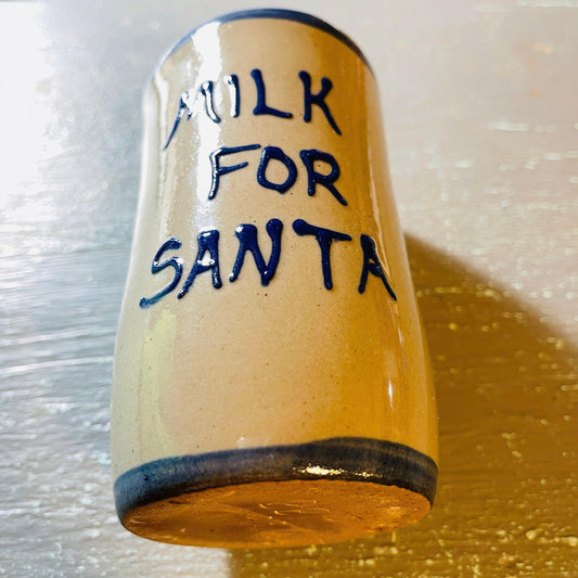 BBP Crockery, Milk For Santa, Blue Trimmed, Vintage 1996, Crock Wear Mug