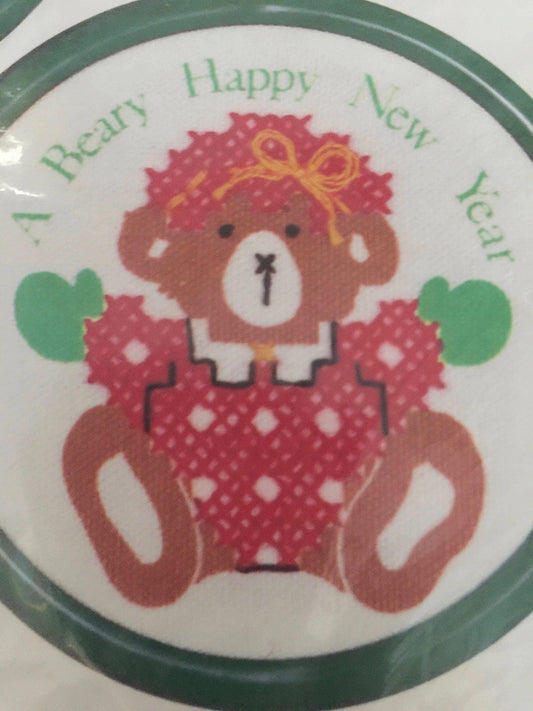 Stitchables "Beary Merry Bears" Vintage 1987 Stamped counted cross stitch kit