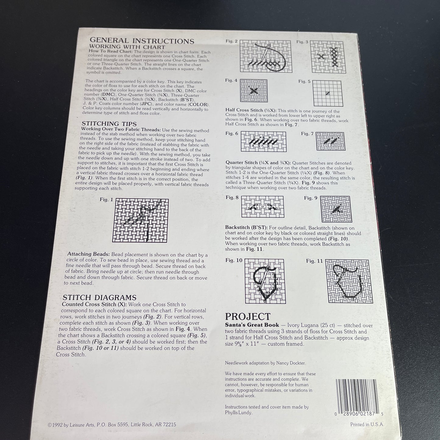 Leisure Arts Santa's Great Book Leaflet 2187 vintage 1992 counted cross stitch chart