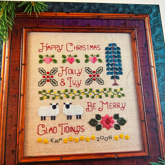 Elizabeth Needlework Designs Holly & Ivy Sampler 2006 counted cross stitch chart*