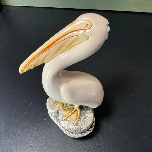G.H. Cook Company Pelican standing on dock pilings sculpture vintage collectible beach theme figurine