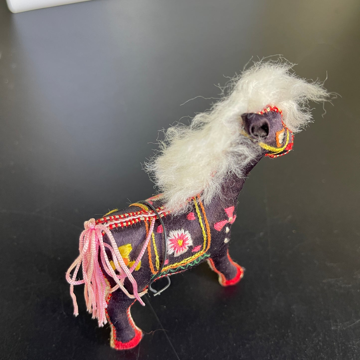 Handsome horse decorated for a parade vintage 1970s collectible Christmas ornament