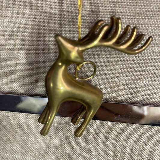 Sensational solid brass reindeer vintage Christmas ornament