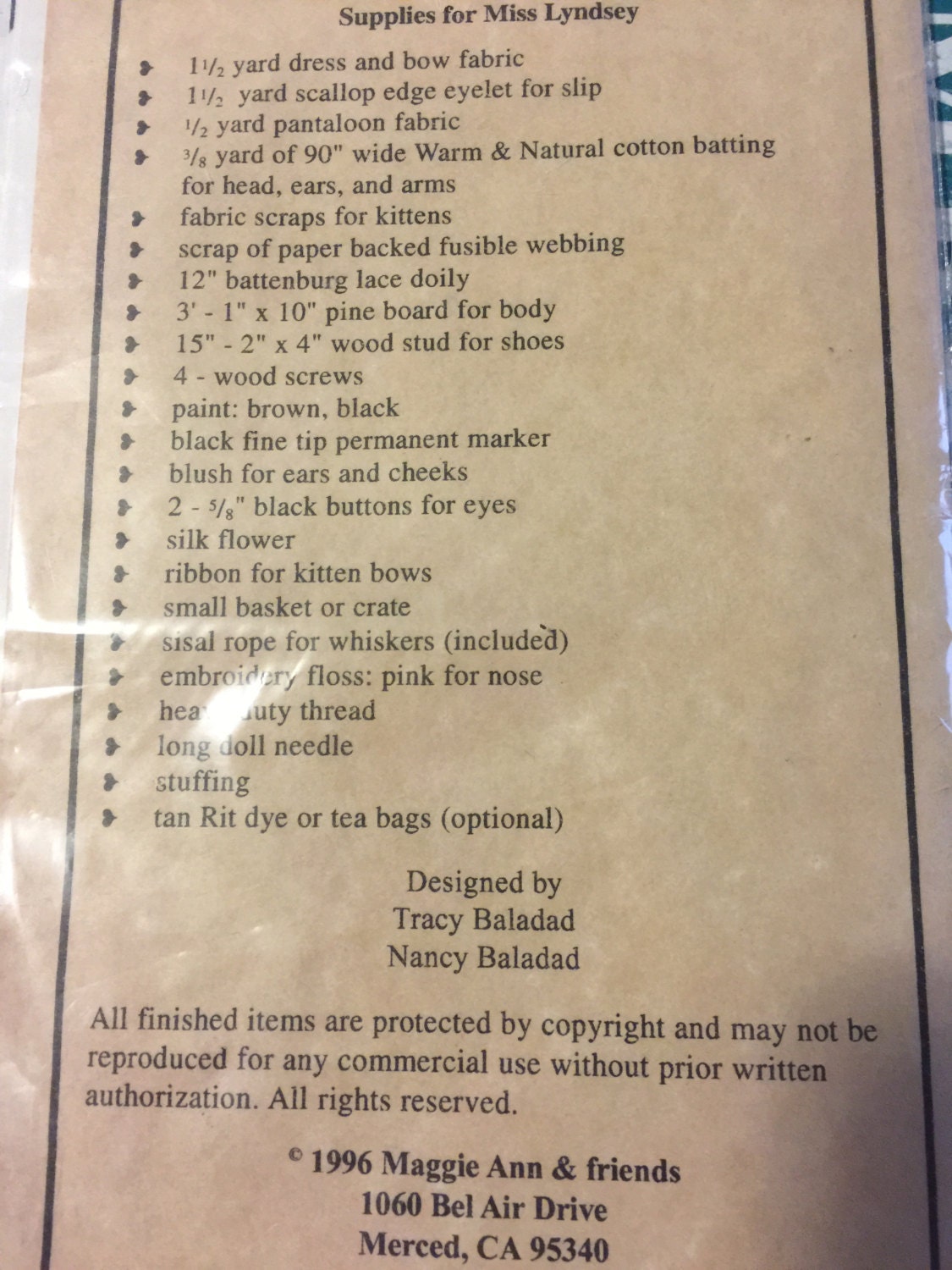 Vintage Maggie Ann and Friends Miss Lyndsey 34 " Kitty