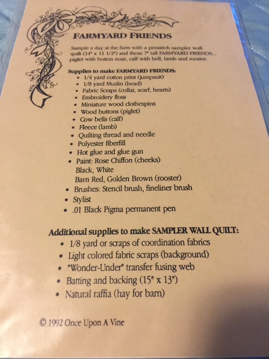 Once Upon A Vine, Farmyard Friends, vintage doll and quilt patterns*