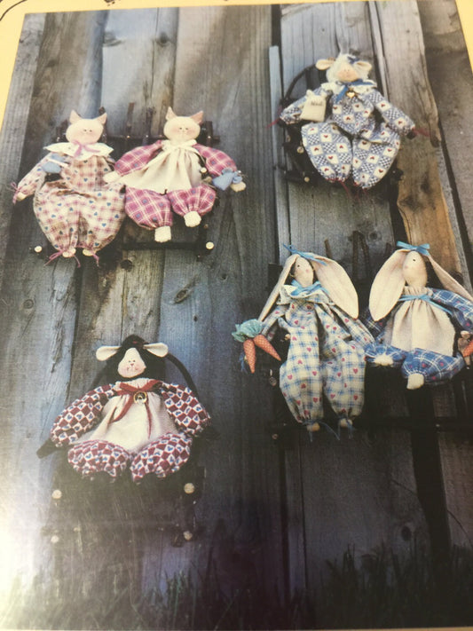 Clothespin Cousins 11" critters, bunny, kitten and sheep pattern