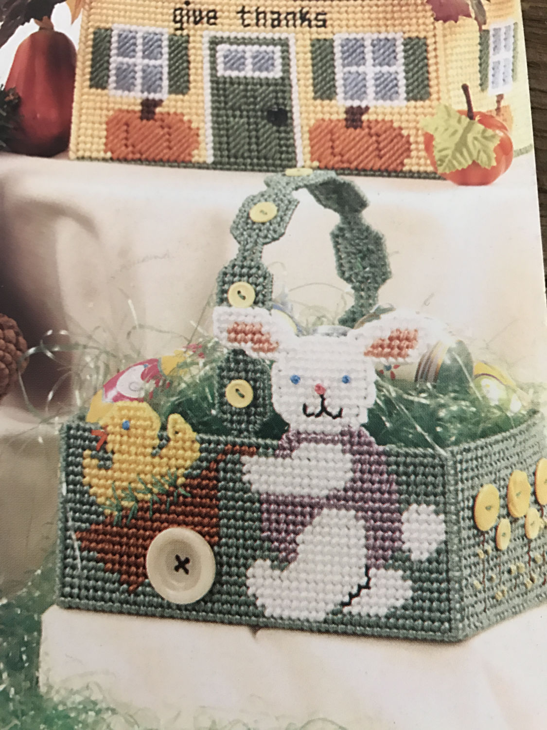 House of White Birches Plastic Canvas Happy Holidays Baskets pattern book