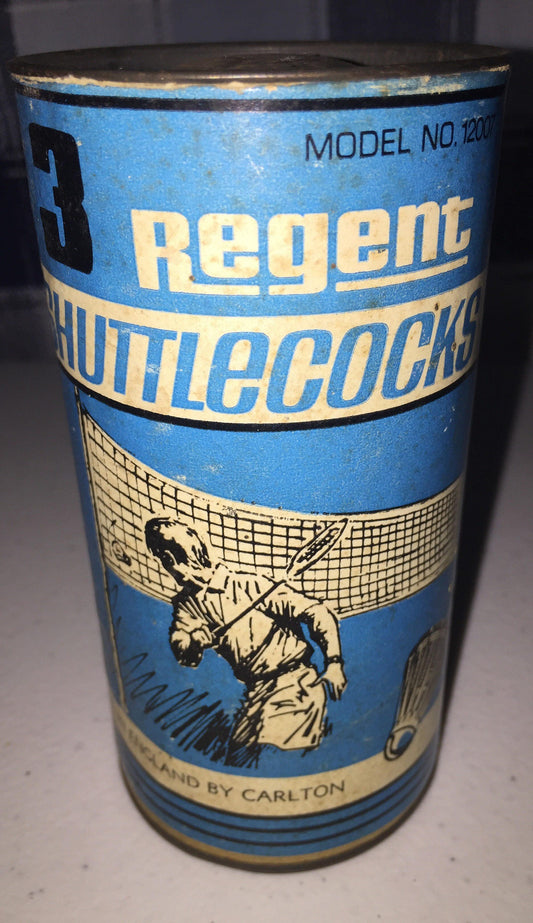Rare Blue tin Shuttlecocks Regent 3 Pack Model No. 12007 vintage new in tin made in England by Carlton