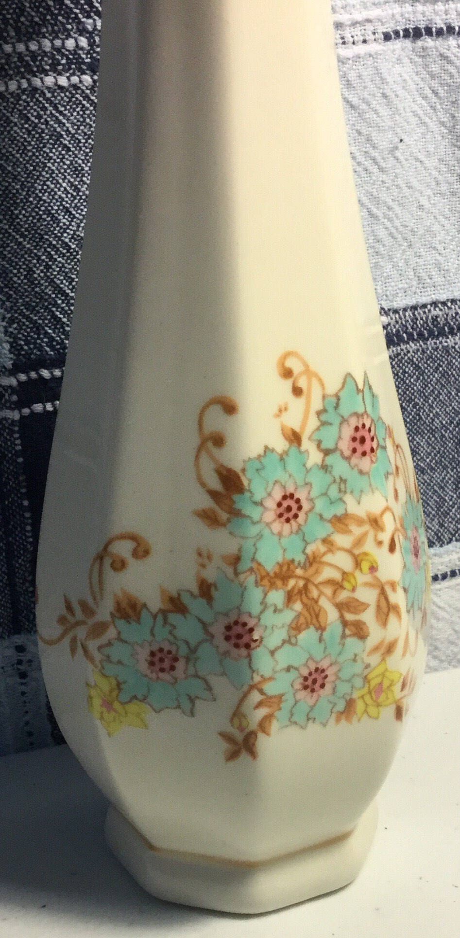 Floral Painted FTD Vase, Vintage Collectible 1983, Made in Portugal,