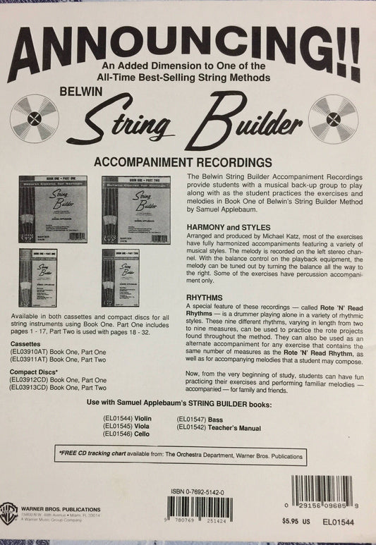 Belwin Course for Strings. Violin. Method/Instruction; String Orchestra Method/Supplement. Belwin Course for Strings.