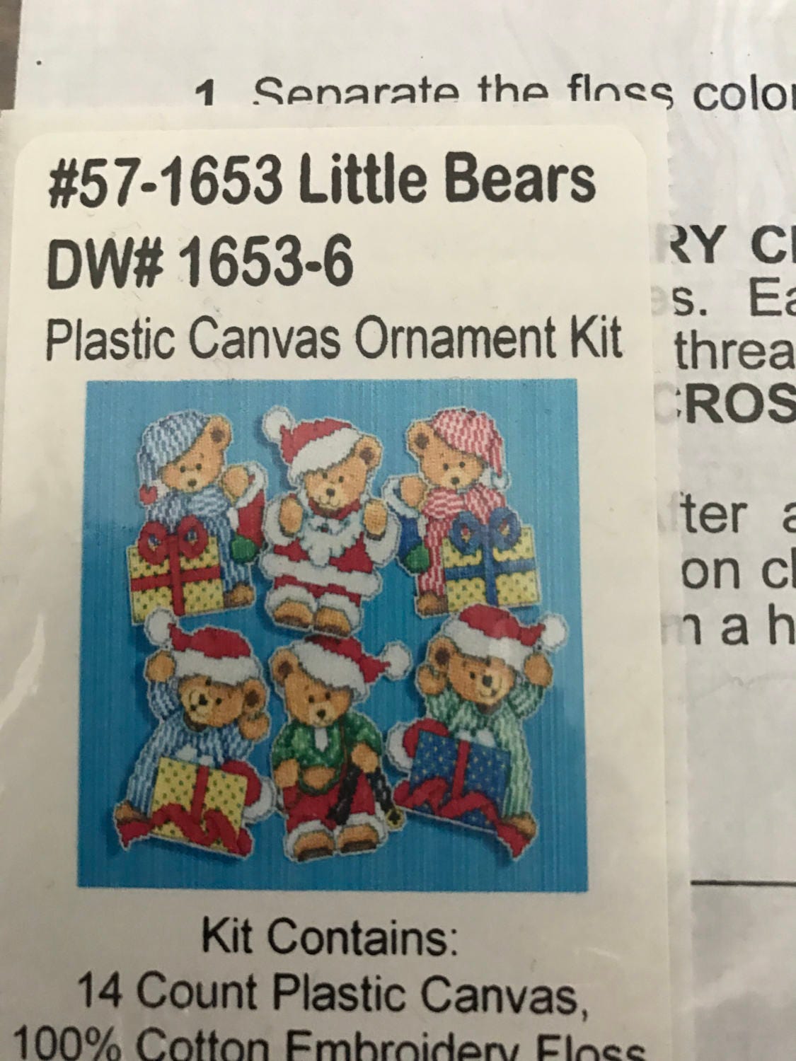 Design Works counted cross stitch Little Bears Plastic Canvas Ornament kit set of 6