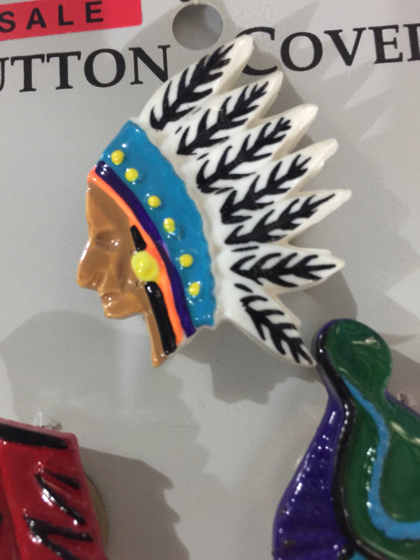 Vintage cowboys & indians button covers