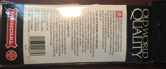 Vintage 1990s Mundial pinking shears 71/2' 665 Oid World Quality life time guarantee Zivi Hercules Inc.