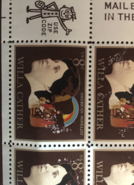 Vintage Author Stamps 4 Unused Willa Cather Postage Stamps With Mail Early in the day and Use Zip code mail man stamp book USPS promos