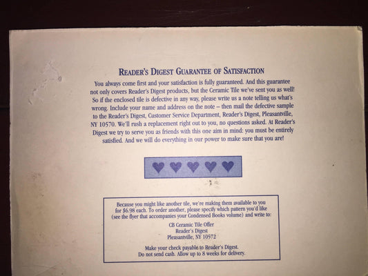 The Reader's Digest Association Inc. Basket 1045255, Vintage 1996, Collectible Advertising ceramic tile