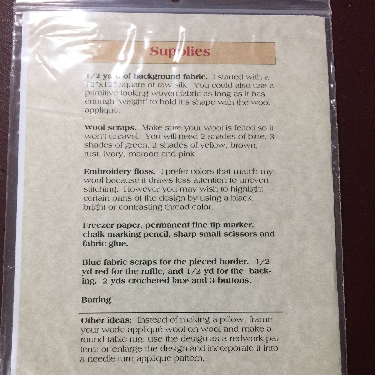 Kim Gaddy Folk Art Designs "Texas Bouquet" felt embroidery pattern, hard to find