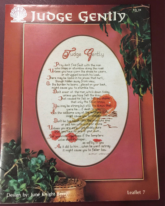 Vintage 1987 Seaside Designs "Judge Gently" Design by June Knight Berry hard to find counted cross stitch Leaflet 7