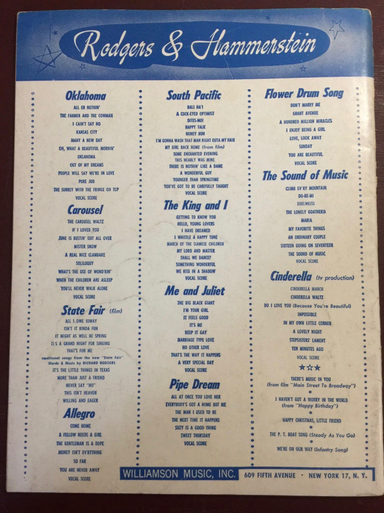 Vintage, 1962, "No Strings", Vocal Selection, Sheet Music, Music and Lyrics by Richard Rodgers Williamson Music*