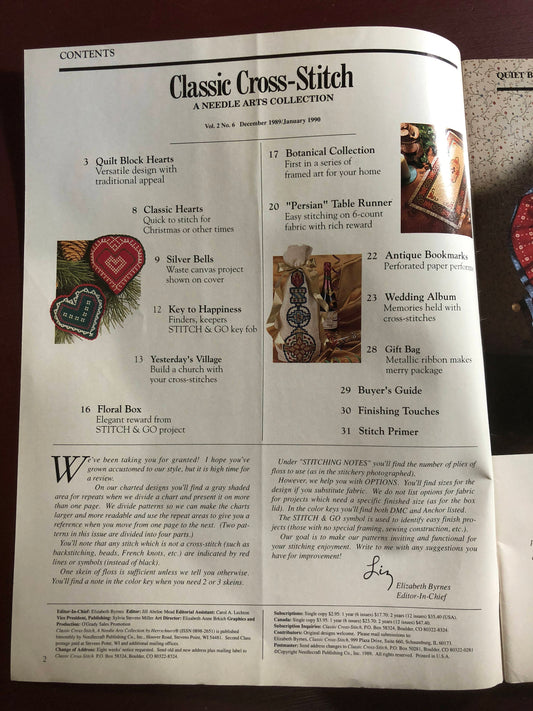 Vintage 1989 Classic Cross Stitch, by Herchners, magazine, December 1989, January 1990, Quick Gifts etc.