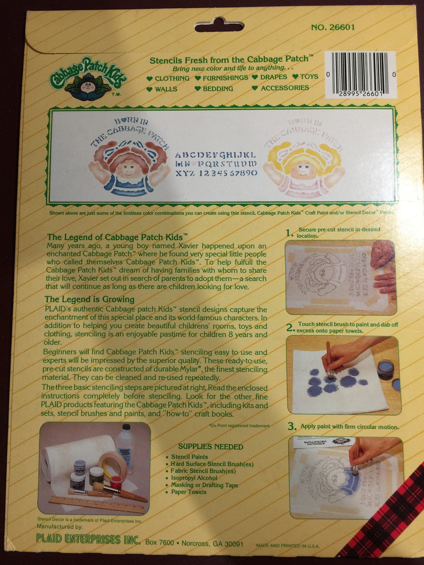 Vintage 1984 Cabbage patch Kids Stencils 2 Pre-Cut 8.5 by 11 inch Stencil Sheets No. 26603