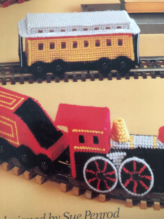 Vintage, 1981, American School, of Needlework, Train Book, O Gauge, by Sue Penrod, plastic canvas, book 3018