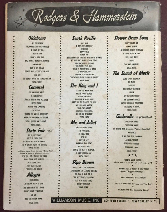 Rogers & Hammerstein Song Folio, Vintage 1943, Sheet Music*
