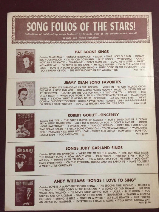 Vintage, 1965, The Shadow of Your Smile, Love Theme from " the Sandpiper"Sheet Music, Music by Johnny Mandel Lyrics by Paul Francis Webster*