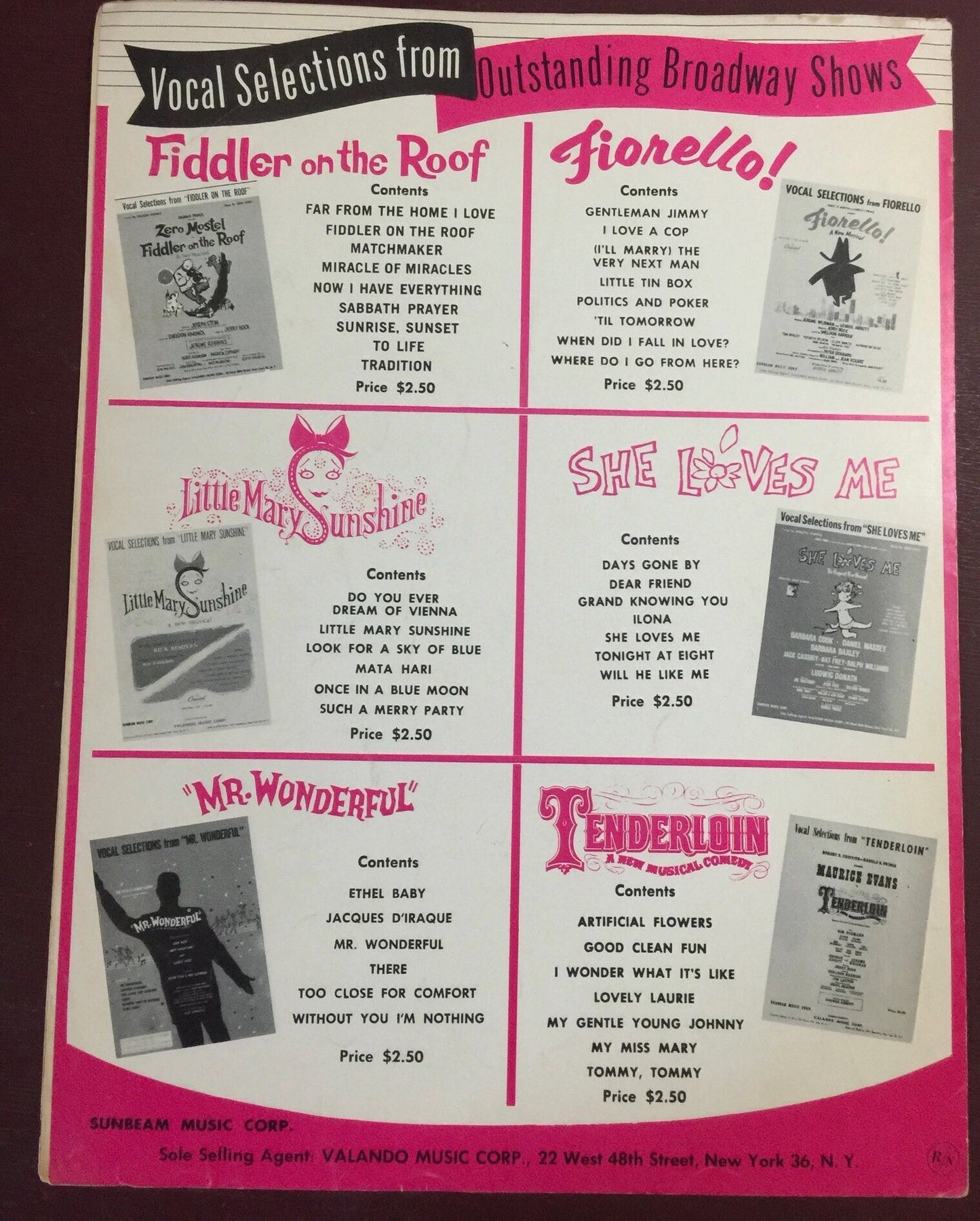 Vintage, 1964 Sunrise, Sunset from Zero Mostel Fiddler on the Roof musical, Sheet Music, Lyrics by Sheldon Harnick Music by Jerry Bock*