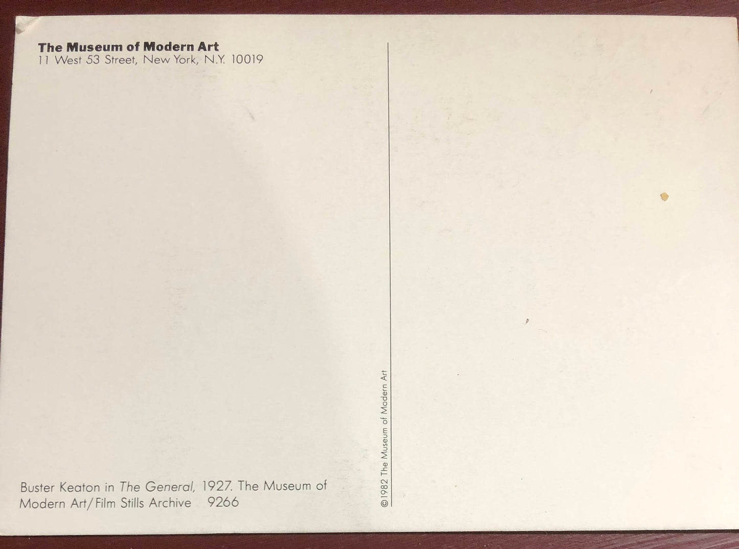 Buster Keaton in The General, 1927 the Museum of Modern, Vintage 1982 Postcard*