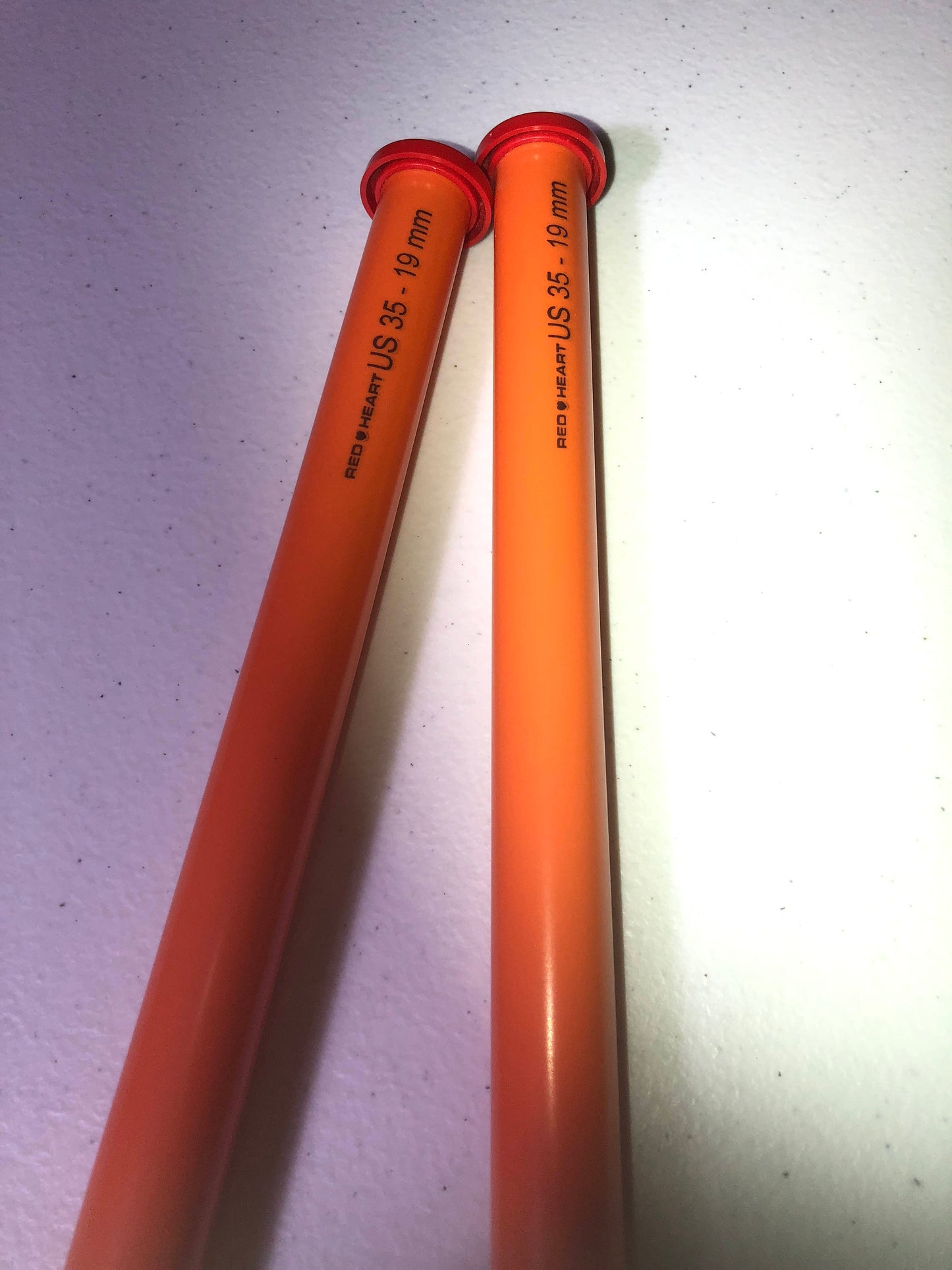 Pair of Red Heart Plastic Knitting Needles 19mm US 35