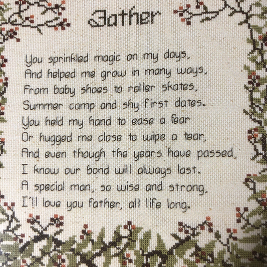 Cross My Heart Father's Poem Vintage1983 counted cross stitch pattern