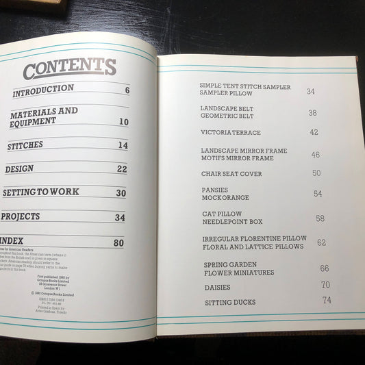 Needlepoint, 20 Beautiful, Needlepoint Projects, Vintage, 1980 Needlepoint Pattern Book