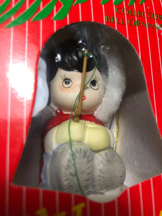 Jolly Jingles, Collector Bell Ornament, Hand Painted Porcelain Bisque