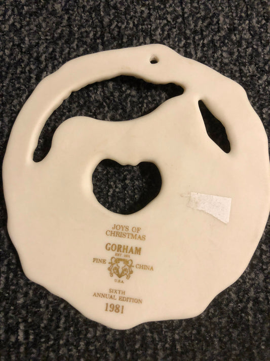 Joys of Christmas, 6th Annual Edition, Gorham, Fine China, Vintage 1981 Ornament