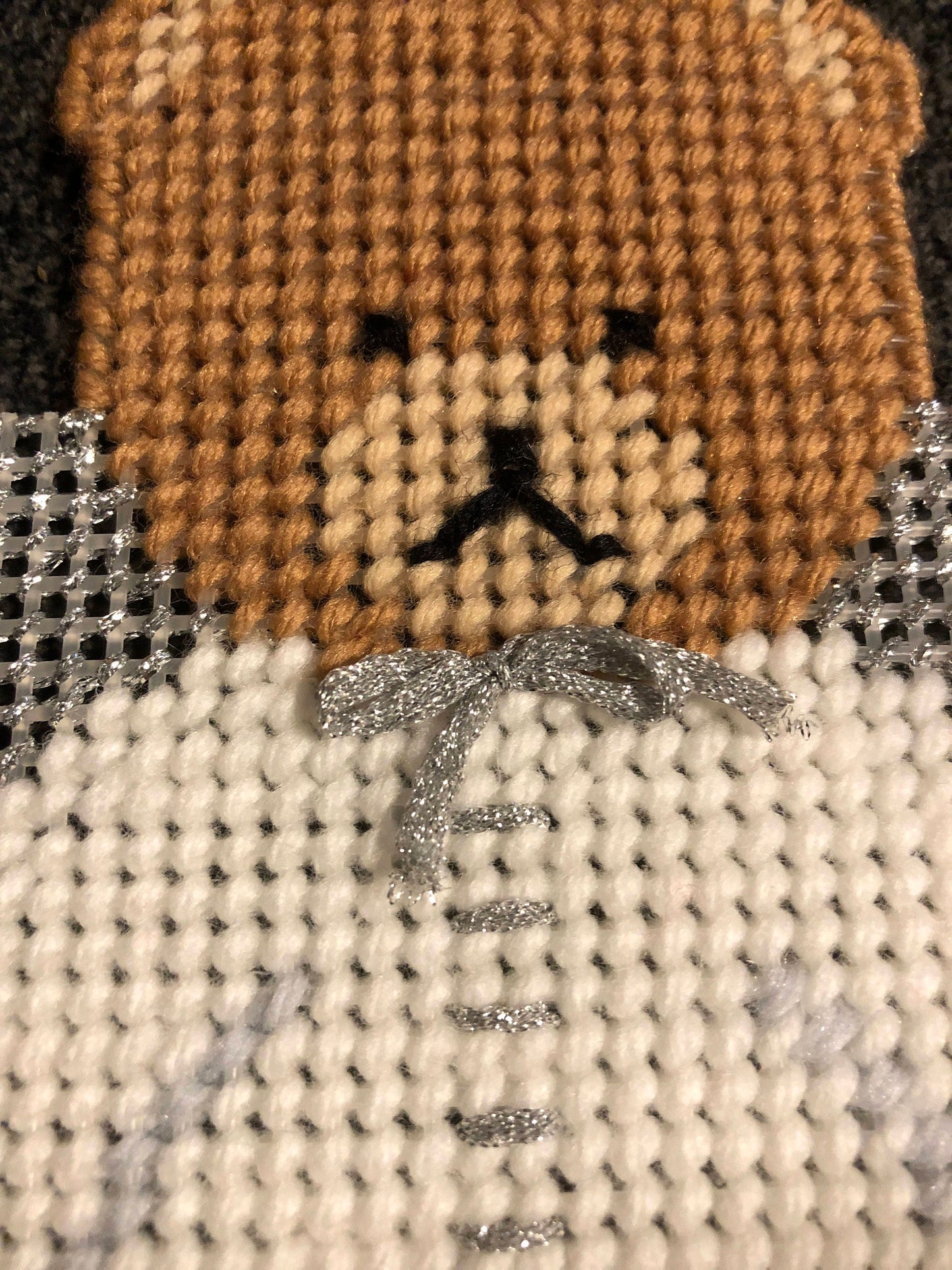 Handmade Bear Angel Plastic Canvas Vintage finished object