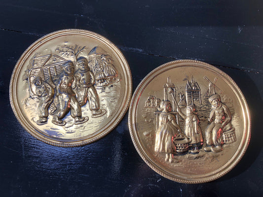 ELPEC Brass wall Chargers, Set of 2, made in England