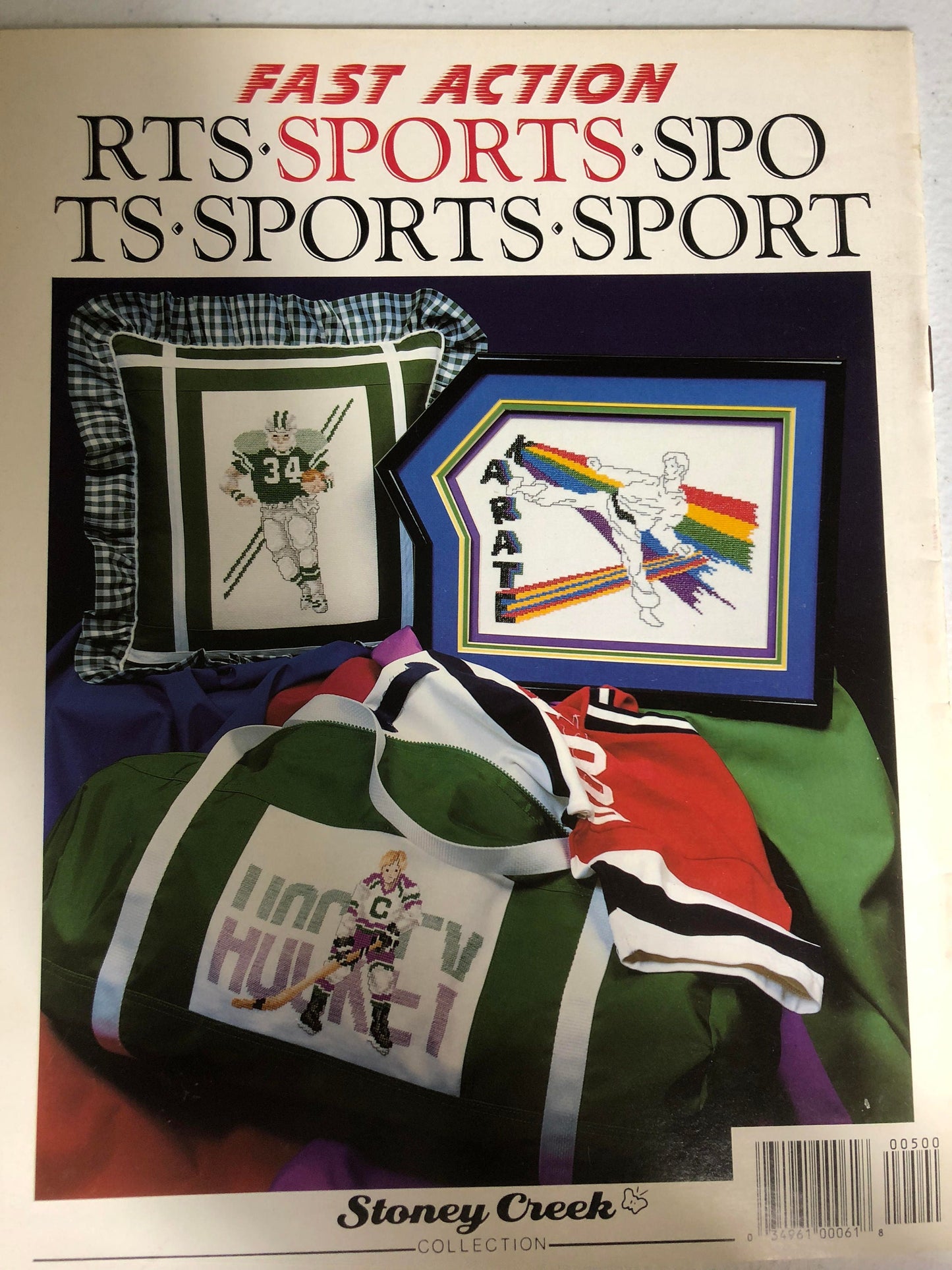 Stoney Creek Collection, Fast action Sports, Athletics, Book 61, Vintage 1989, counted cross, stitch pattern book