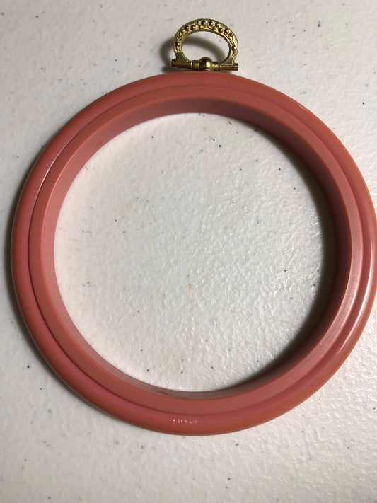 Small Rose Plastic Frame with Brass Hanging Hoop 4 inch