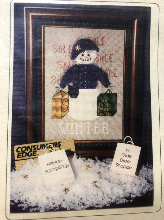 Hillside Samplings, A Snow Women for All Seasons - Winter, with Snowflake Charm included, HS-31, Vintage, Counted Cross Stitch, Pattern