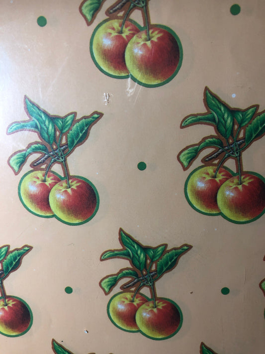 Current, APPLES, Everyday Gift Wrap, Vintage Collectible 1982, Includes 2, 24 by 30 inch wraps and 2 3 by 4 inch gift cards with envelopes