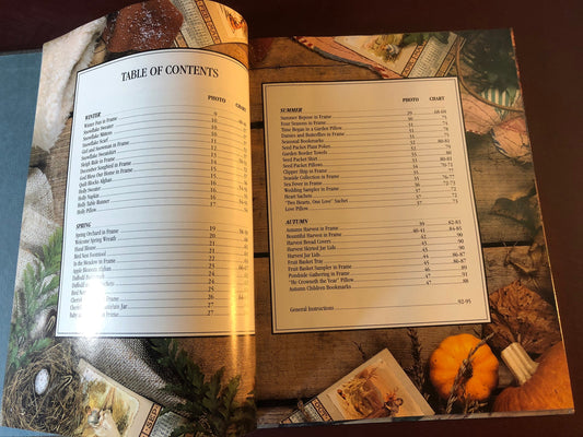 Leisure Arts, Seasons Remembered, Vintage 1994, Hard Cover, Counted, Cross Stitch Book