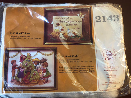 The Creative Circle, Good Tidings, Vintage 1981, Embroidery Kit, 8 by 10 Inches