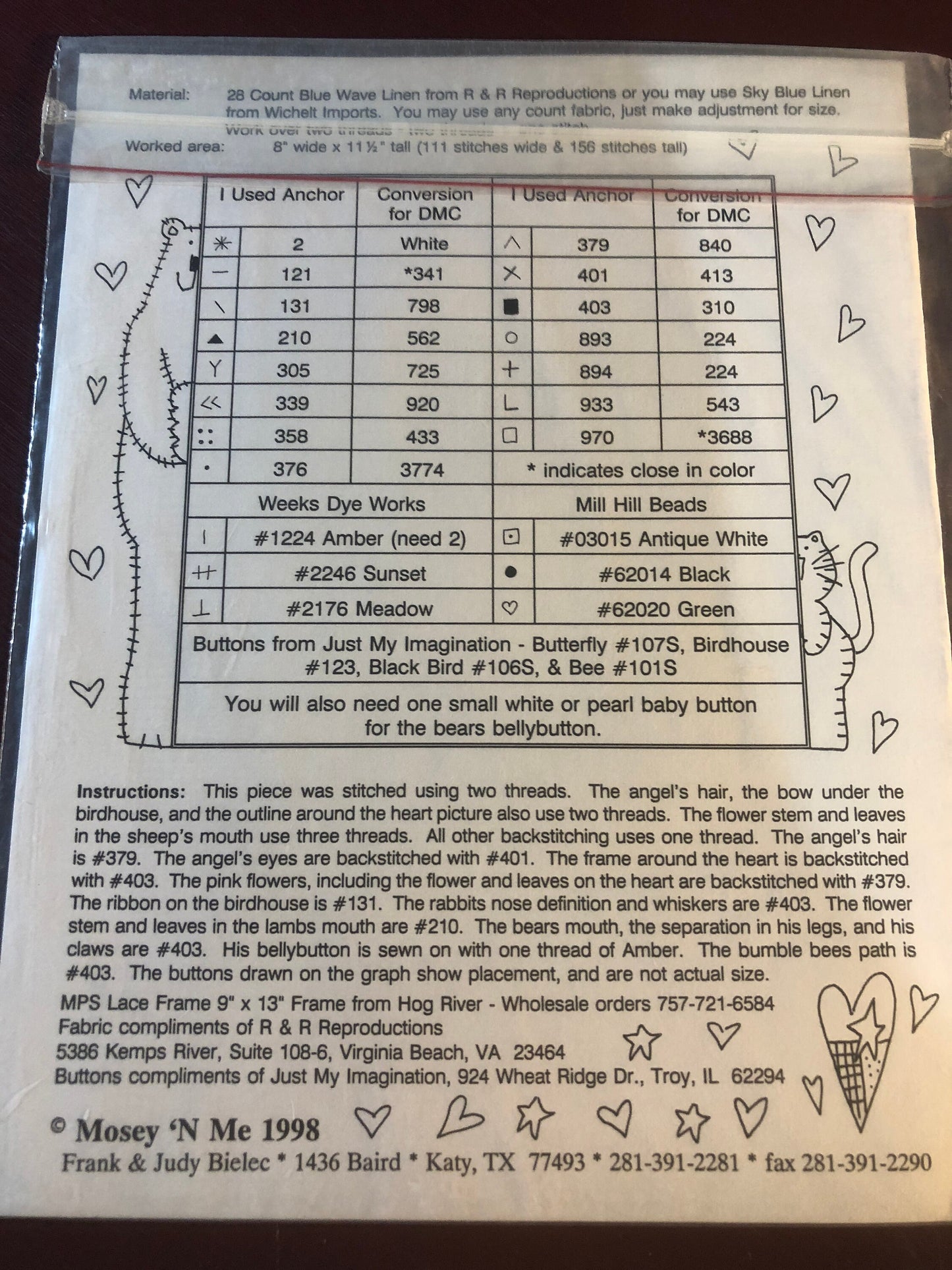 Mosey N' Me, Love...Pass It On, Vintage 1998, Counted, Cross Stitch Pattern, Stitch Count 111 by 156
