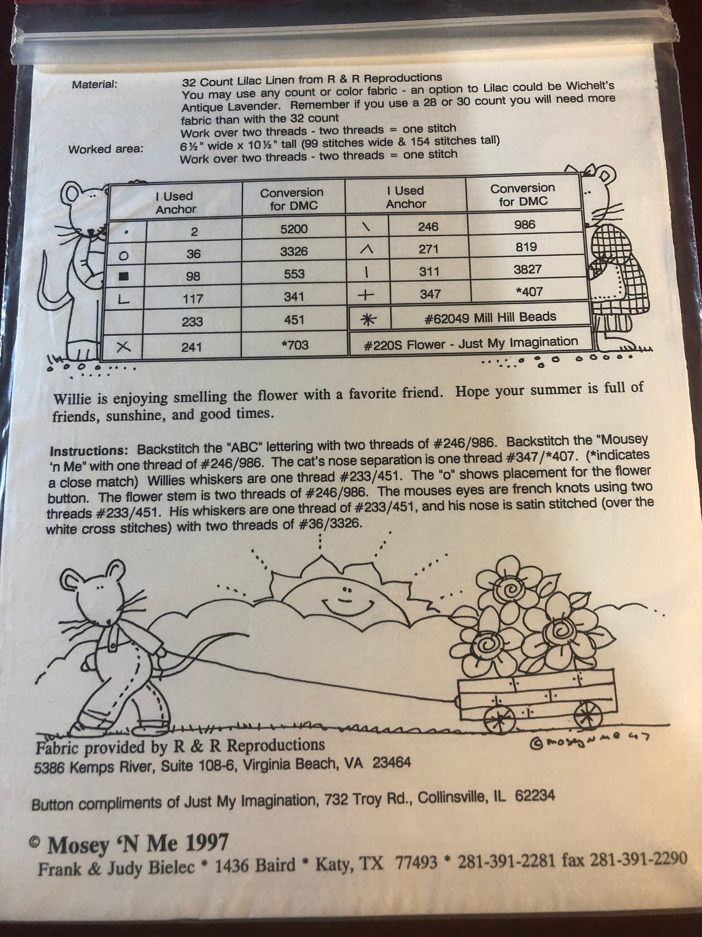 Mosey N' Me, Vintage 1997, Counted, Cross Stitch Pattern, Stitch Count 99 by 154