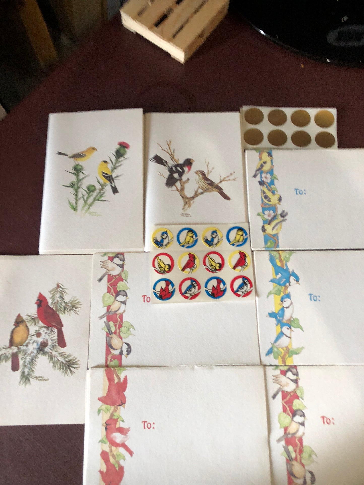 Birds on a Vines, Note Cards, Vintage Collectible, 7 Note Cards, 15 Envelopes, Multiple designs