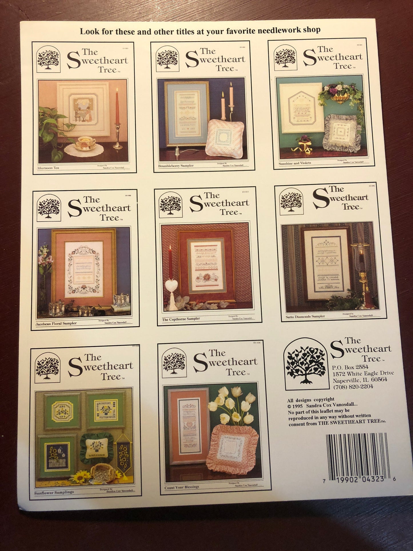 The Sweetheart Tree, The Grape Arbor Sampler, Sandra Cox Vanosdall, Vintage 1995, Counted Cross Stitch Patterns