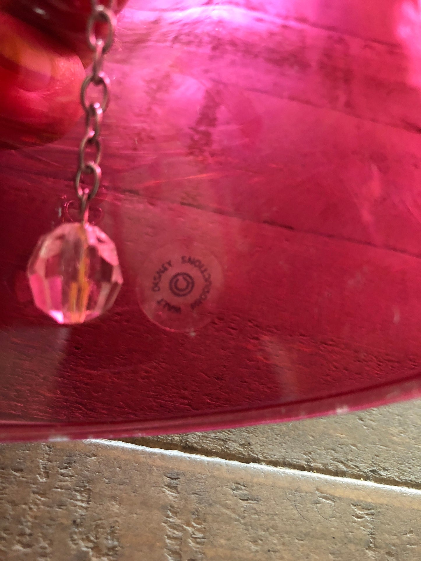 Disney 1986 Micky Mouse Red Glass Bell Vintage Collectible Disney Collectible